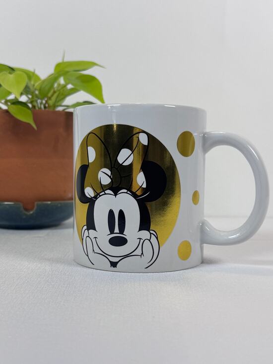 Disney Other - Disney Minnie Mouse Mug Galerie Gold Foil Dots White Ceramic 20oz Coffee Cup